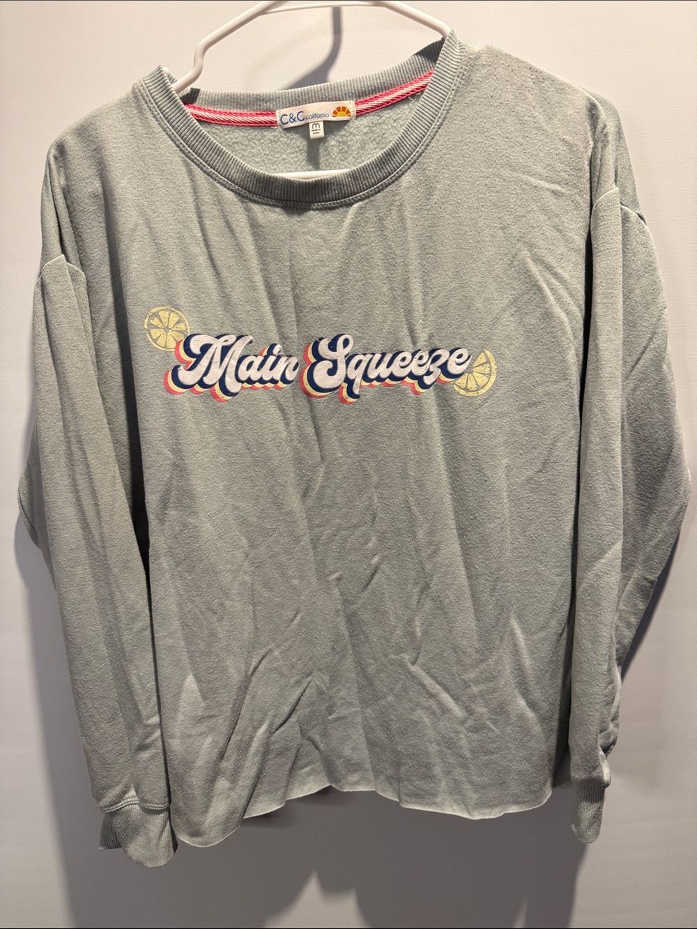 C&C California Light Sage 'Main Squeeze' Graphic Long Sleeve Size: M